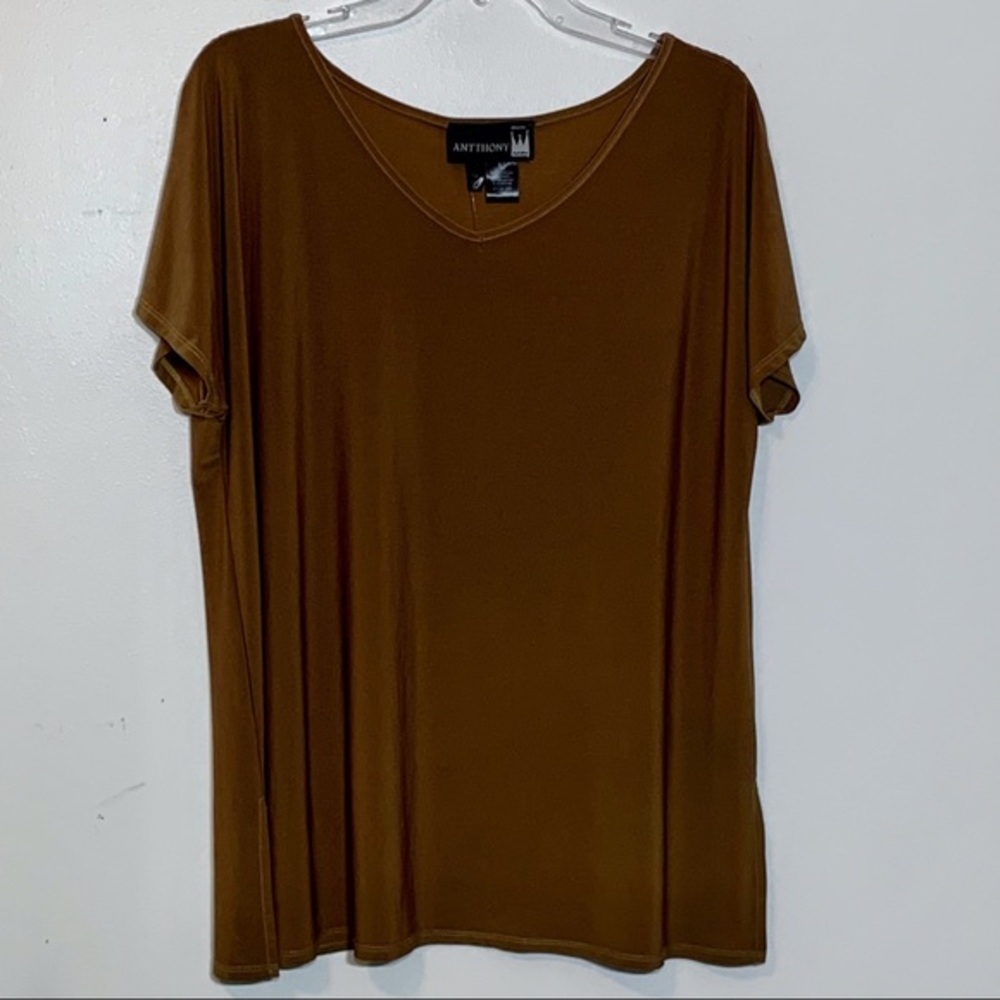 NWT Anthony‎ V-neck short sleeve brown blouse